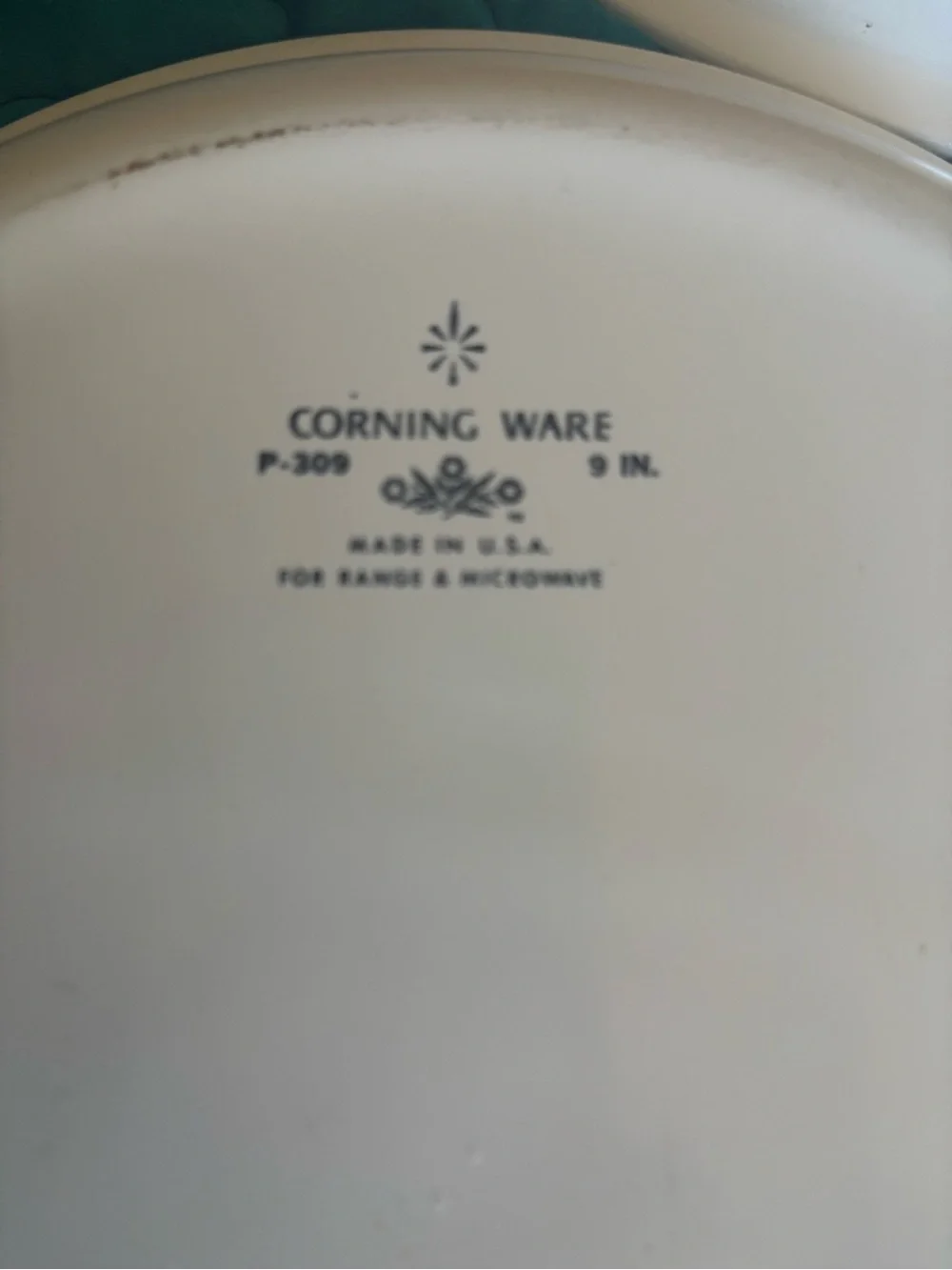 Set of 2 vintage CorningWare P-309 pie plates, 9-inch size, made in the USA